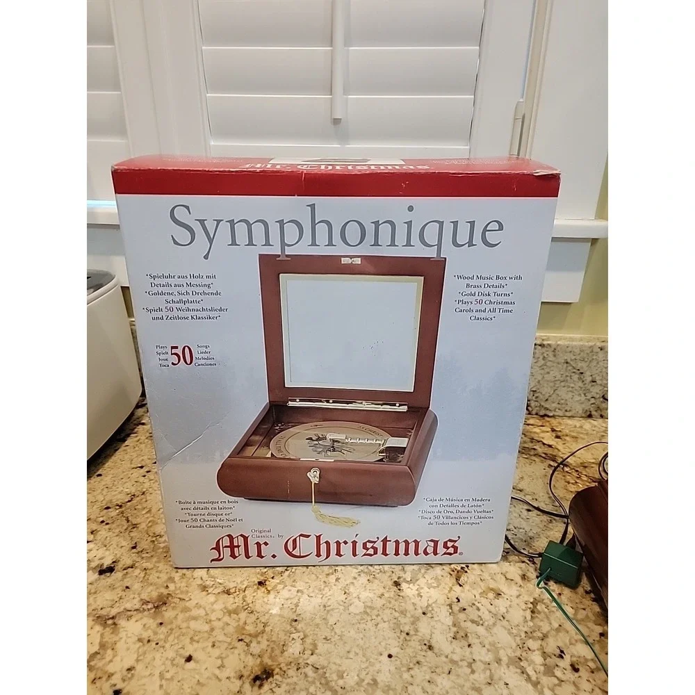 Mr. Christmas Symphonique Music Box 50 Songs Wood & Brass w/ Original Box Tested